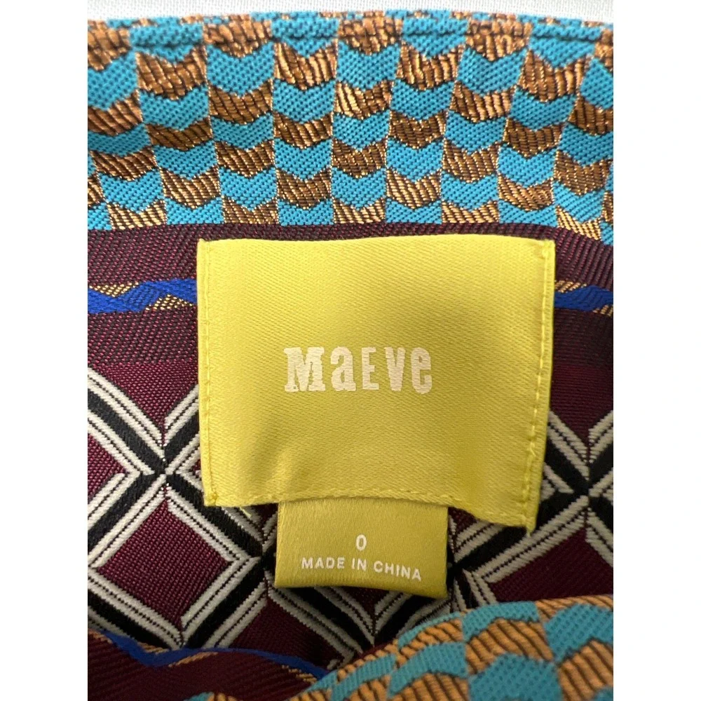 Maeve Anthropologie Skirt Women 0 Multicolor Geometric Jacquard Mini Button Side